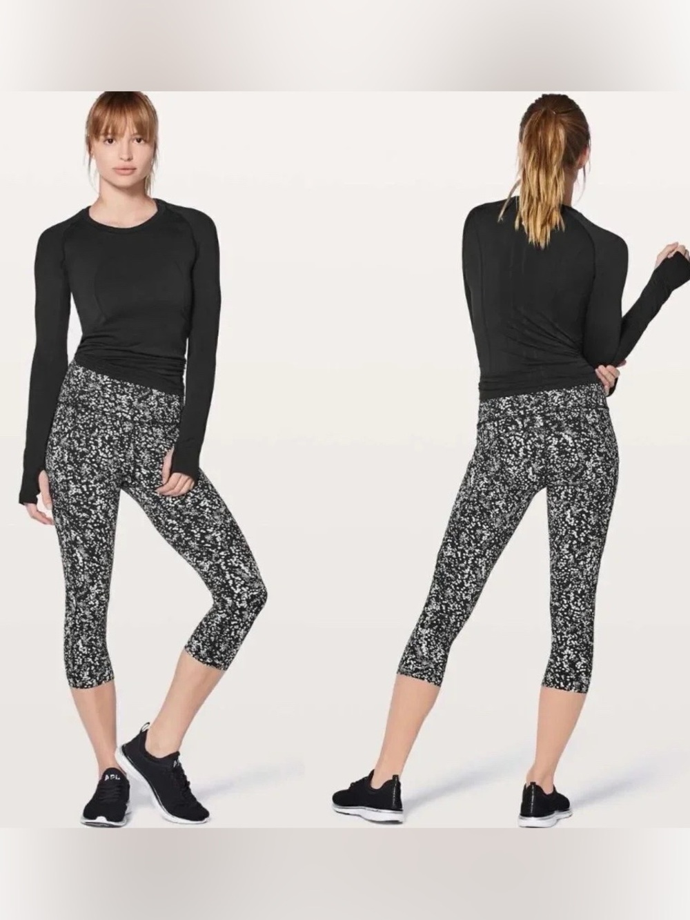 Lululemon Fast Free Crop Ii Nulux 19” Leggings Chirasu Black Size 8